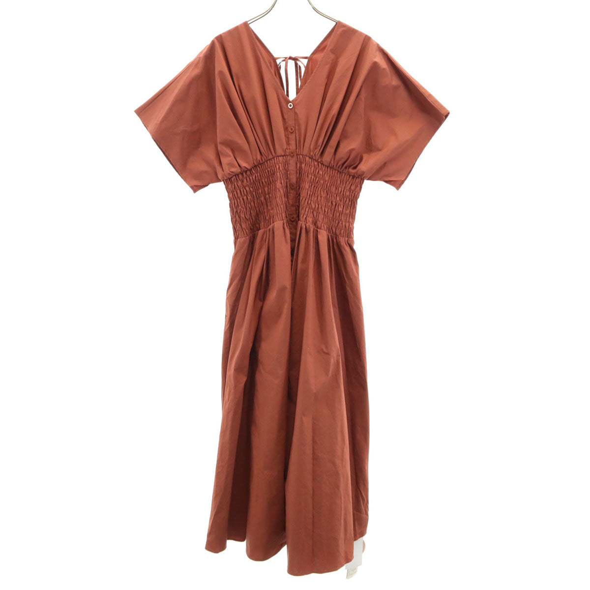 未使用 emmi エミ 半袖 Vネック ロングワンピース 1 ブラウン系 レディース