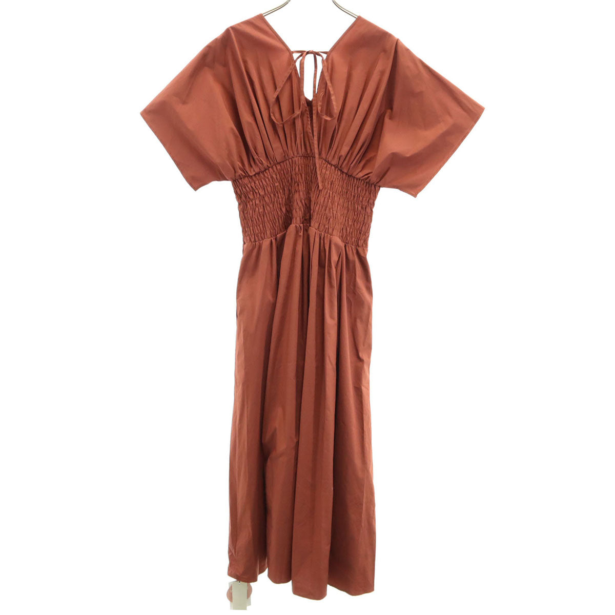 未使用 emmi エミ 半袖 Vネック ロングワンピース 1 ブラウン系 レディース