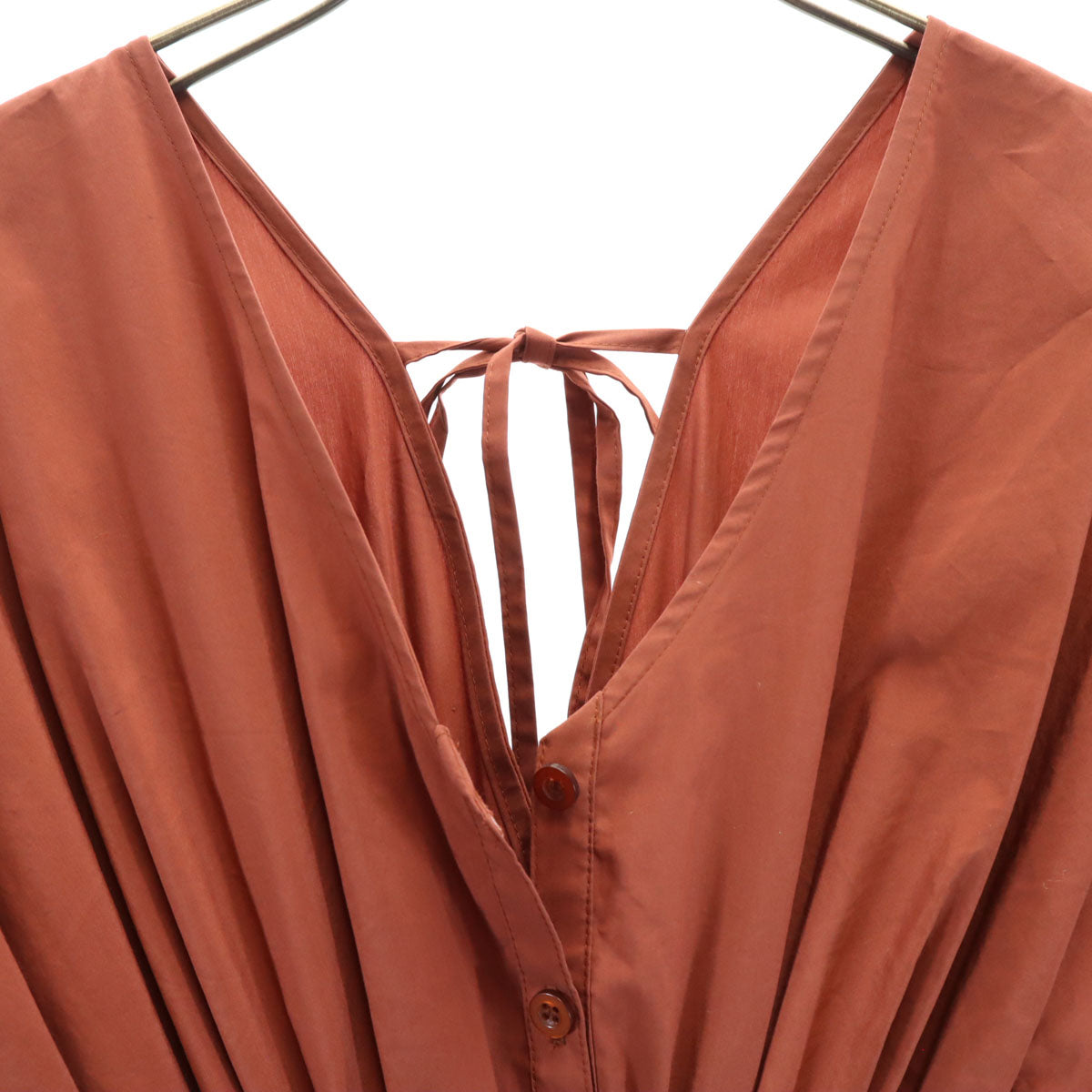 未使用 emmi エミ 半袖 Vネック ロングワンピース 1 ブラウン系 レディース