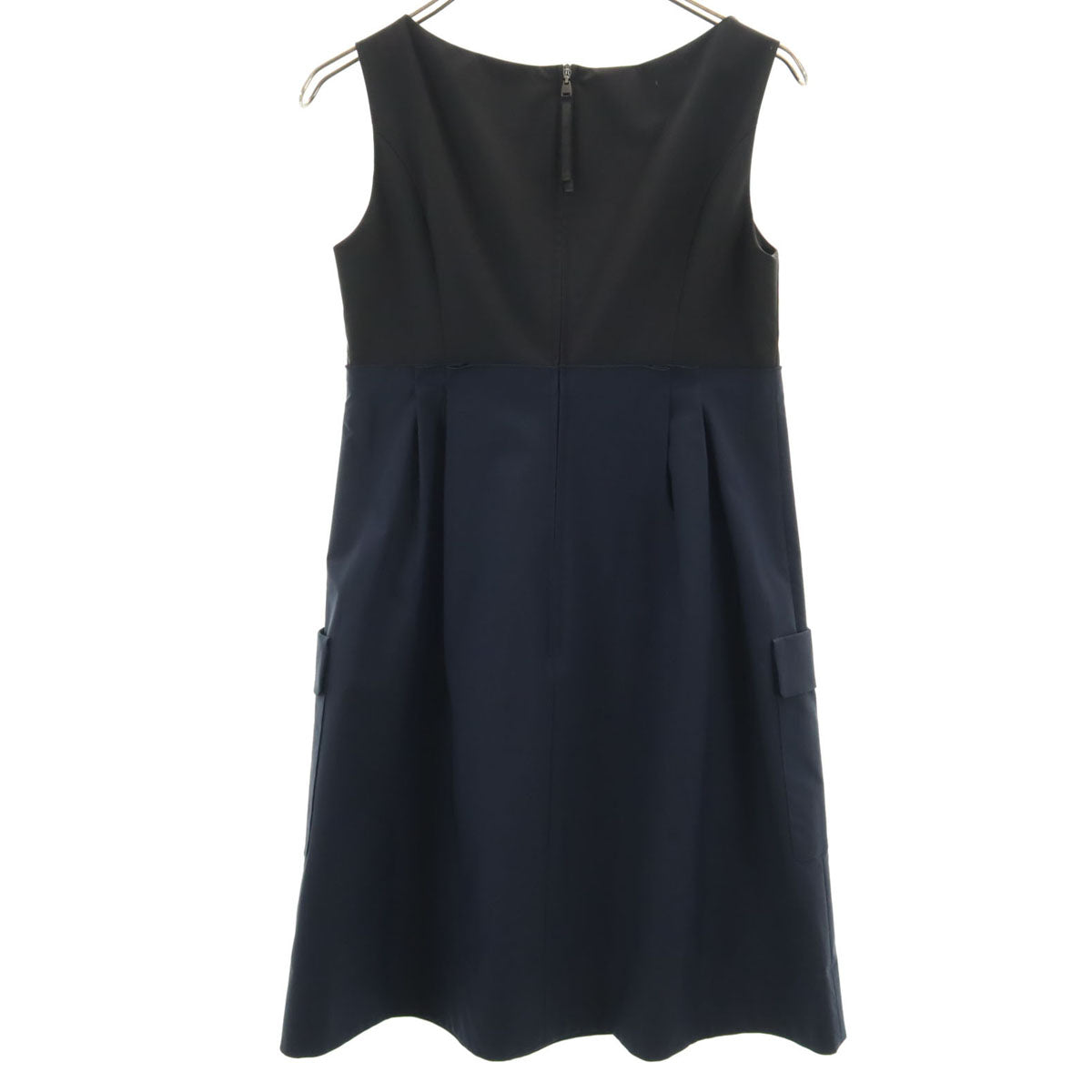 FOXEY NEW YORK フォクシーニューヨーク 日本製 ノースリーブ ワンピース 38 ネイビー レディース
