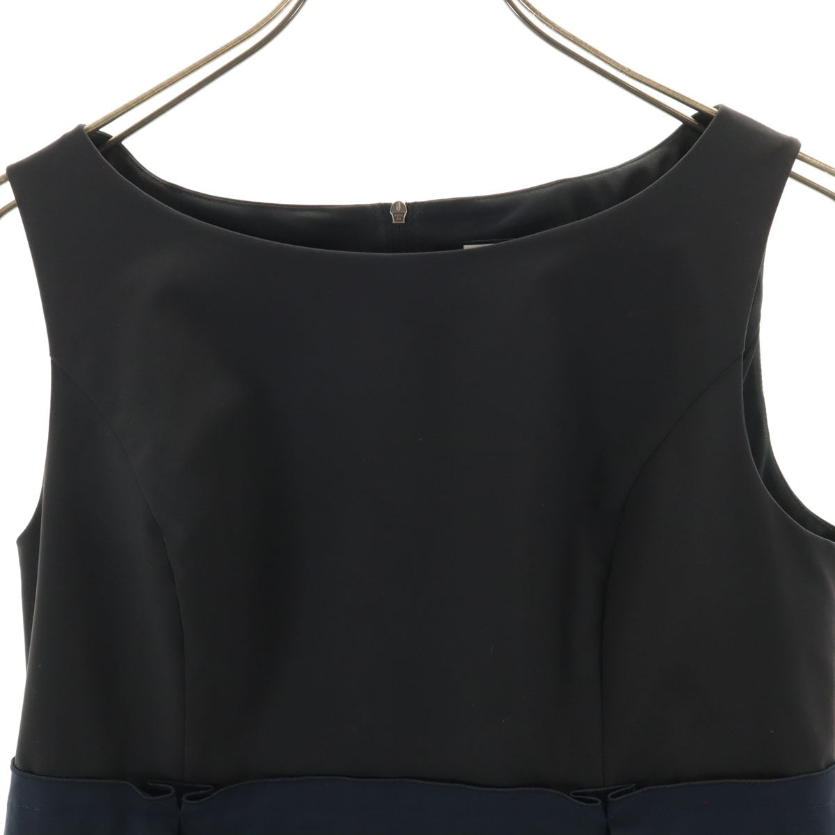 FOXEY NEW YORK フォクシーニューヨーク 日本製 ノースリーブ ワンピース 38 ネイビー レディース