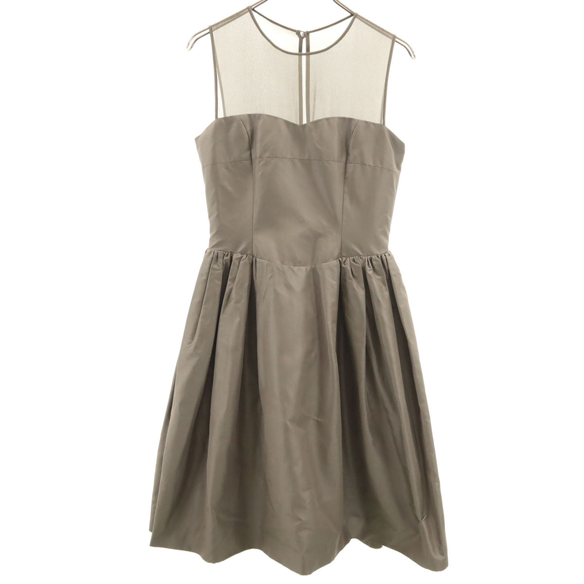 DAISY LIN For FOXEY デイジーリンフォーフォクシー 日本製 シルク ノースリーブ ギャザー ワンピース 40 グレーブラウン系 レディース