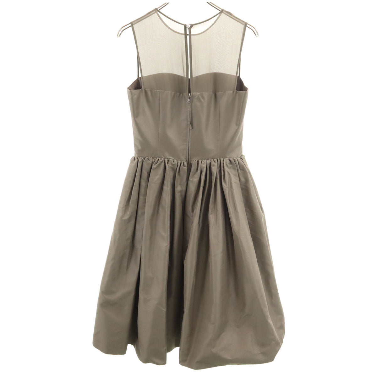 DAISY LIN For FOXEY デイジーリンフォーフォクシー 日本製 シルク ノースリーブ ギャザー ワンピース 40 グレーブラウン系 レディース