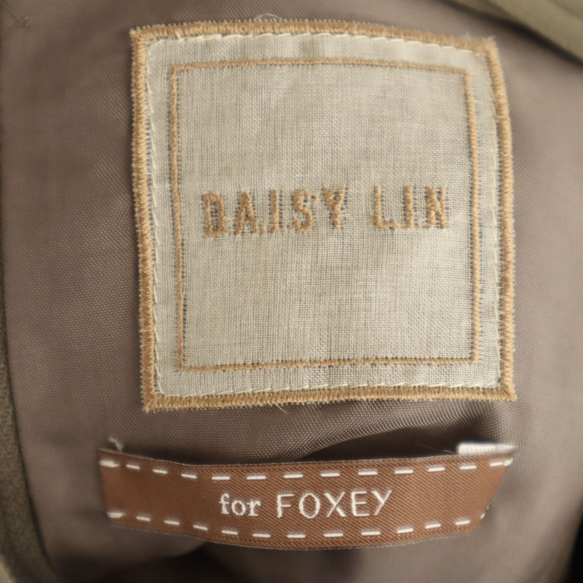 DAISY LIN For FOXEY デイジーリンフォーフォクシー 日本製 シルク ノースリーブ ギャザー ワンピース 40 グレーブラウン系 レディース