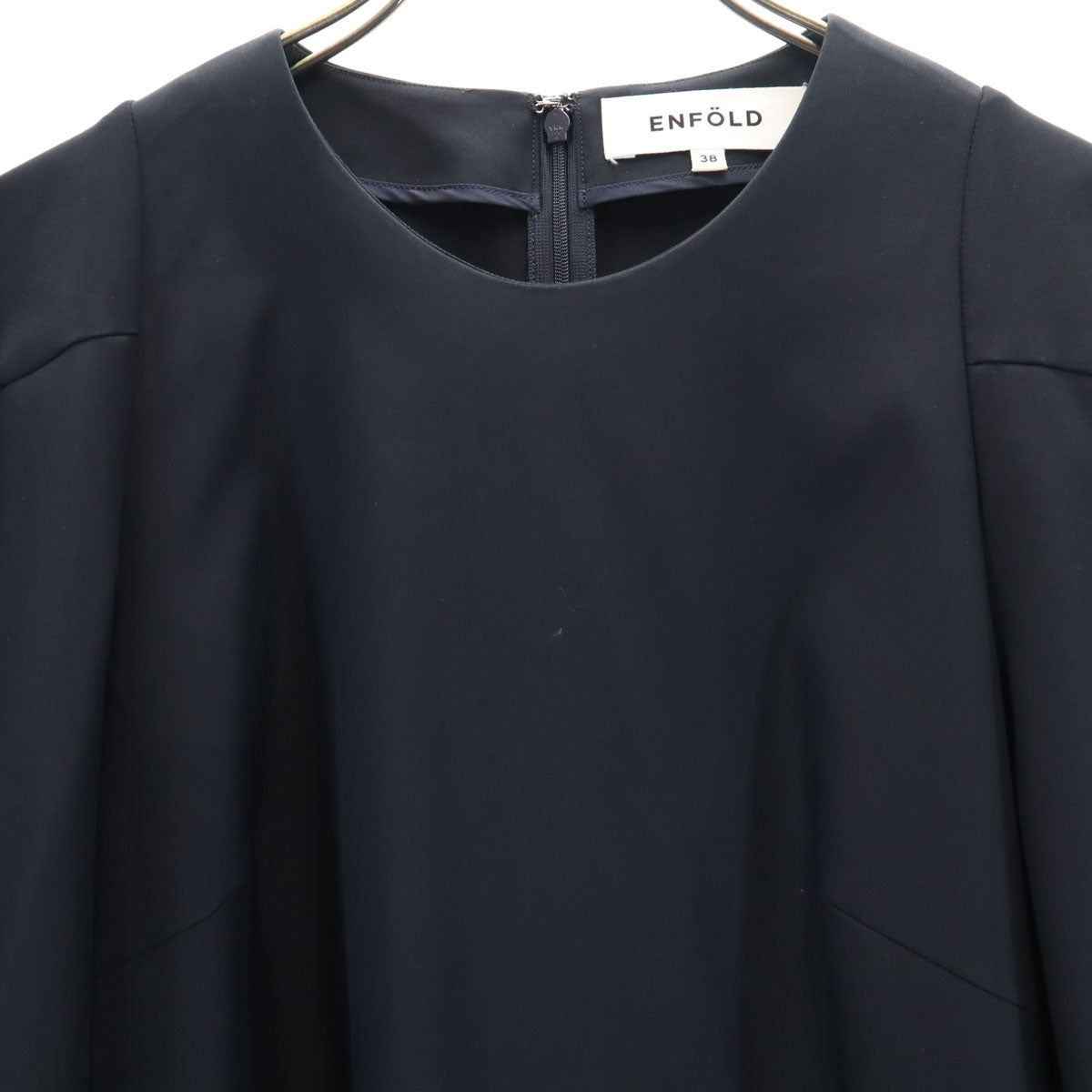 ENFOLD エンフォルド 5分袖 ワンピース 38 ネイビー レディース