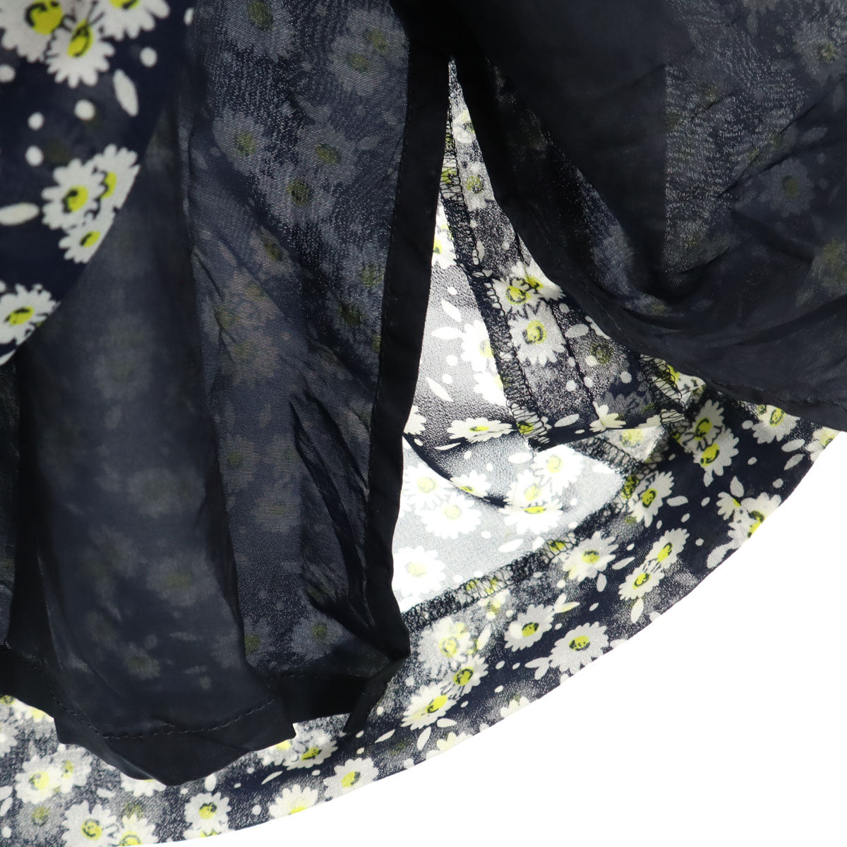 HANAE MORI 森英恵 ハナエモリ 日本製 花柄 半袖 ロングワンピース 38 ネイビー系 バックファスナー レディース