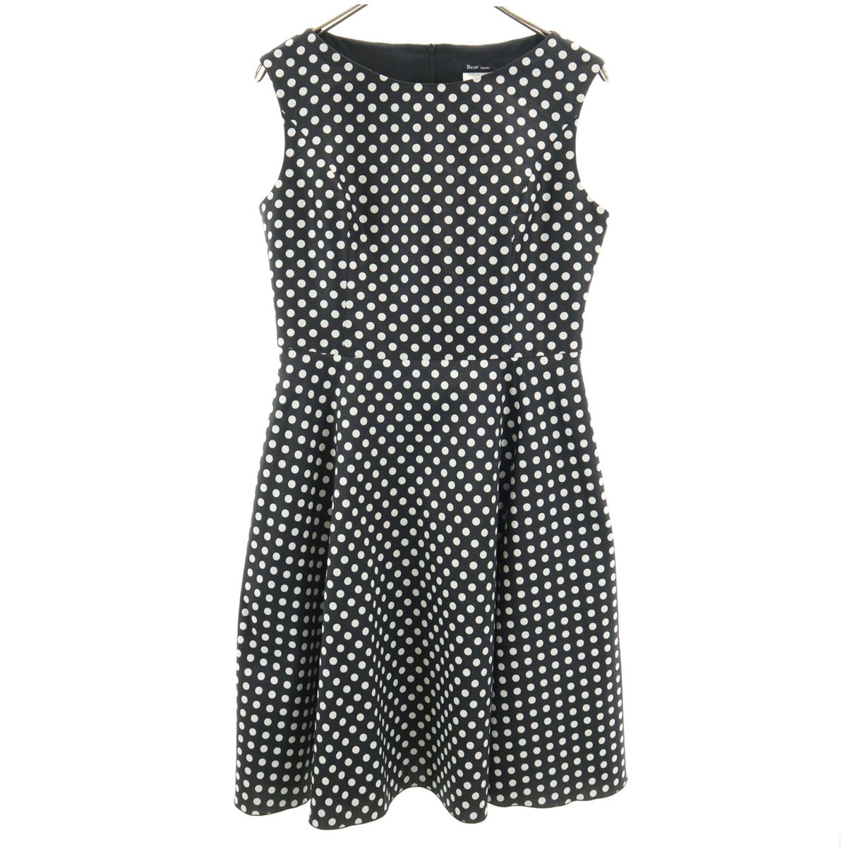 Rene basic ルネベーシック 日本製 ノースリーブ ワンピース 36 ブラック系 バックファスナー レディース