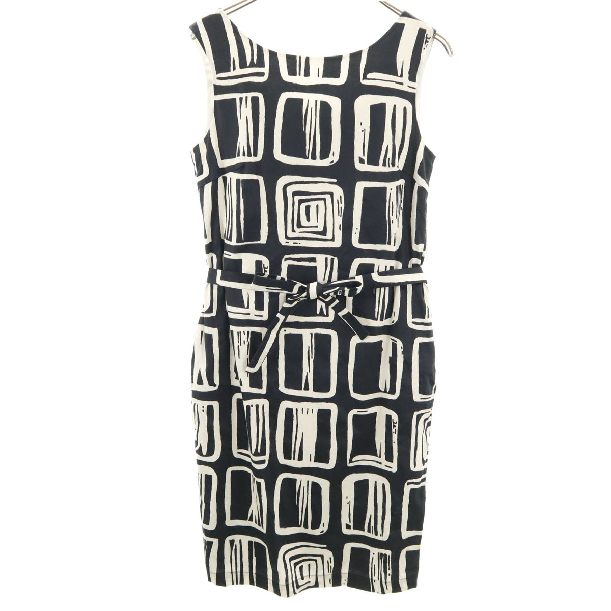 marimekko マリメッコ 総柄 ノースリーブ ワンピース 36 ブラック系 