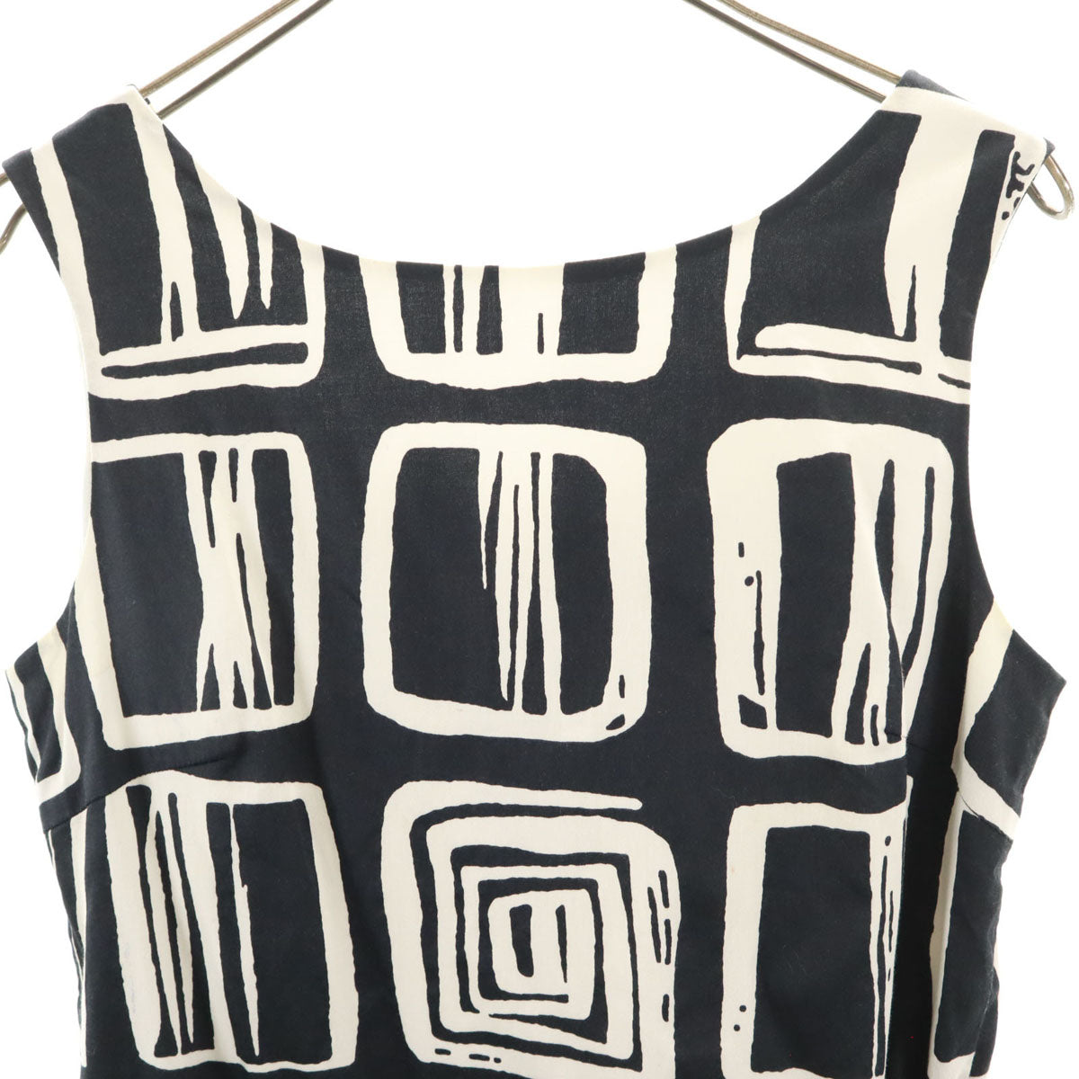 marimekko マリメッコ 総柄 ノースリーブ ワンピース 36 ブラック系 レディース