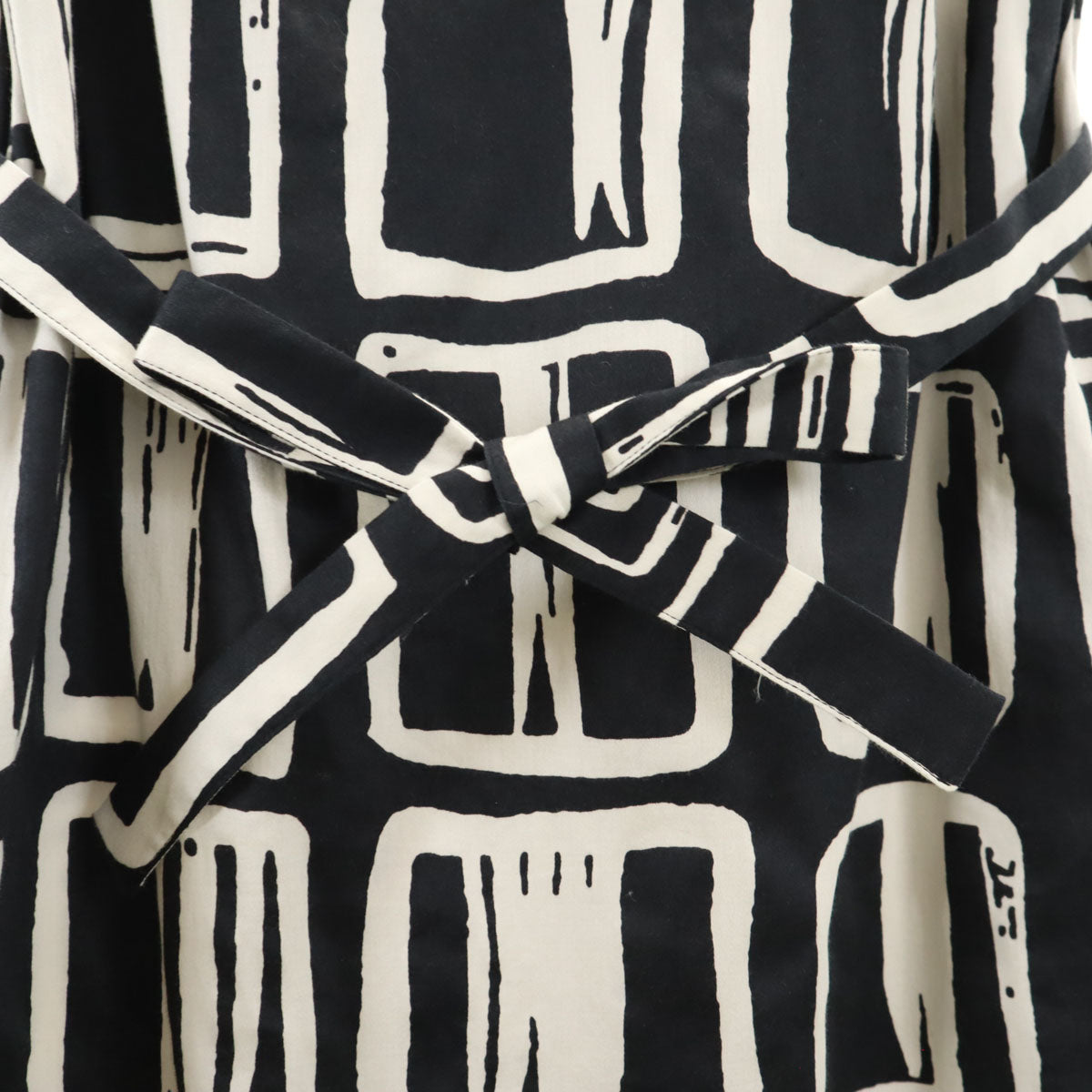 marimekko マリメッコ 総柄 ノースリーブ ワンピース 36 ブラック系 レディース
