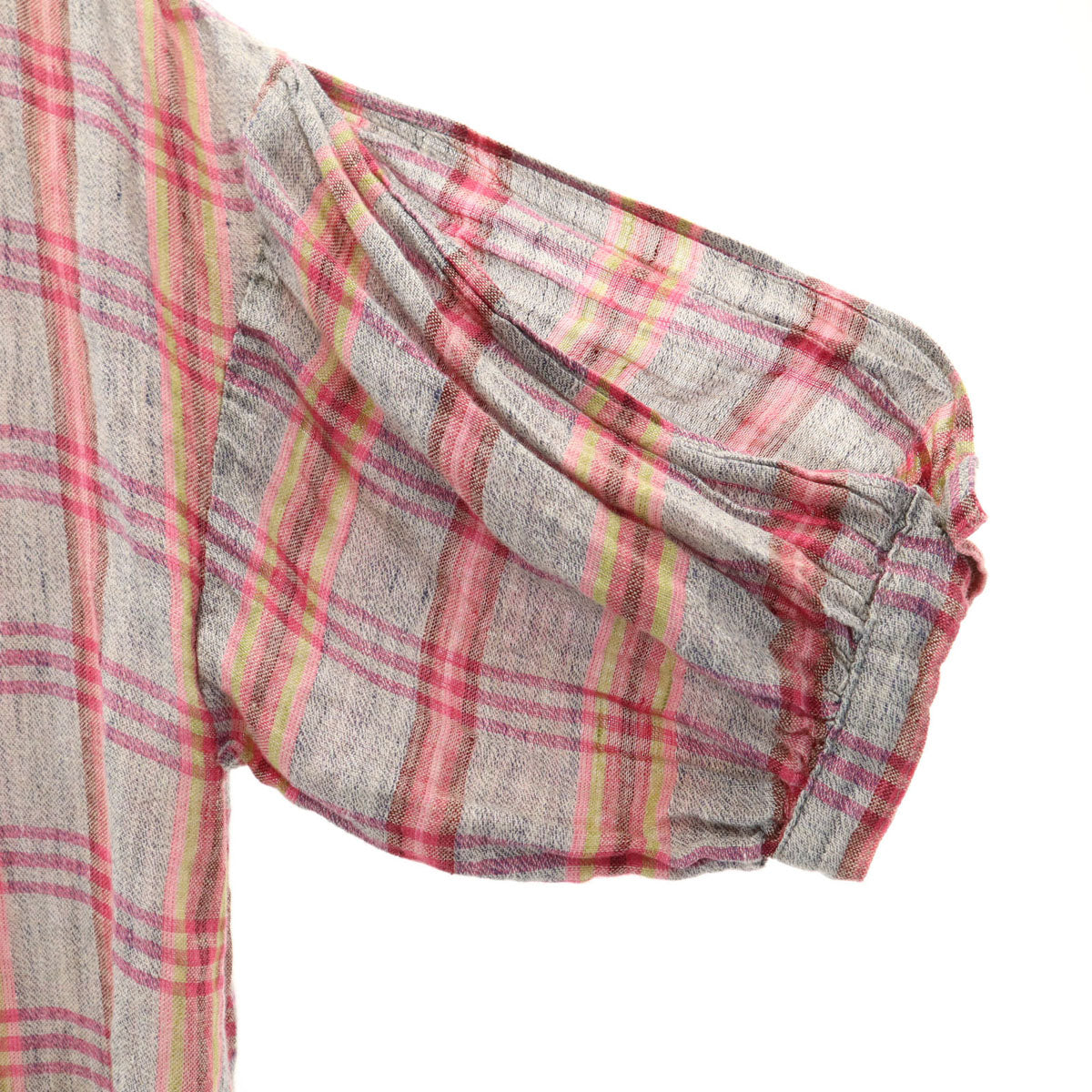 KAPITAL キャピタル 日本製 リネン チェック柄 半袖 ロングシャツ 1 グレー系 レディース