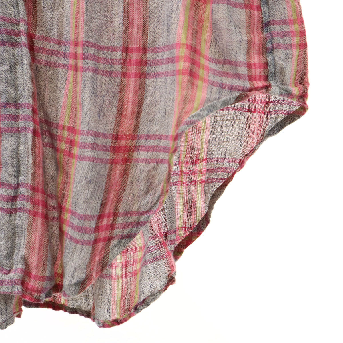 KAPITAL キャピタル 日本製 リネン チェック柄 半袖 ロングシャツ 1 グレー系 レディース