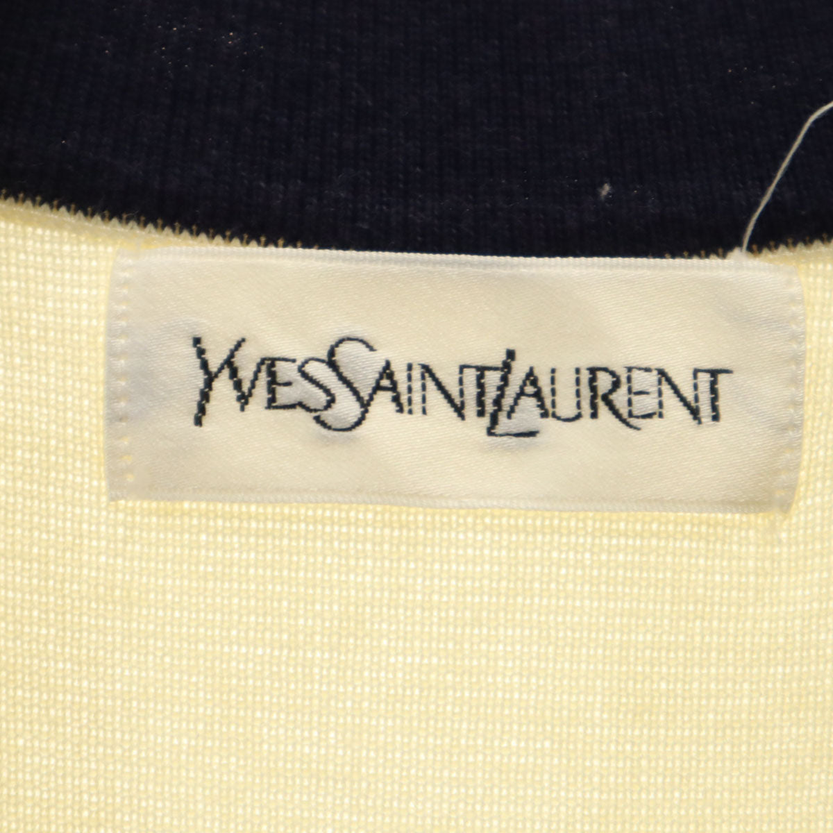 YVES SAINT LAURENT イヴサンローラン 90s 日本製 オールド 半袖 Vネック ニット ワンピース M グリームイエロー レディース
