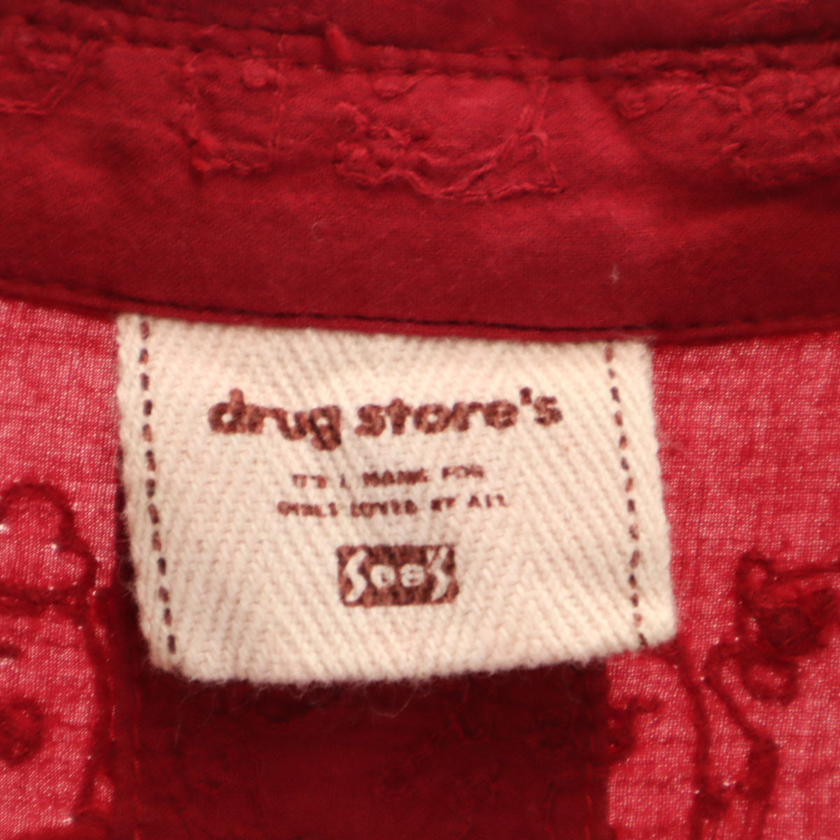 drug store's ドラッグストアーズ 半袖 シャツワンピース F レッド レディース