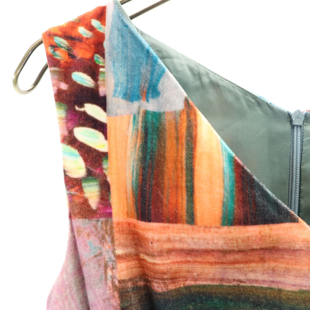 marimekko マリメッコ 総柄 ノースリーブ Vネック 膝丈ワンピース 34 バックファスナー レディース