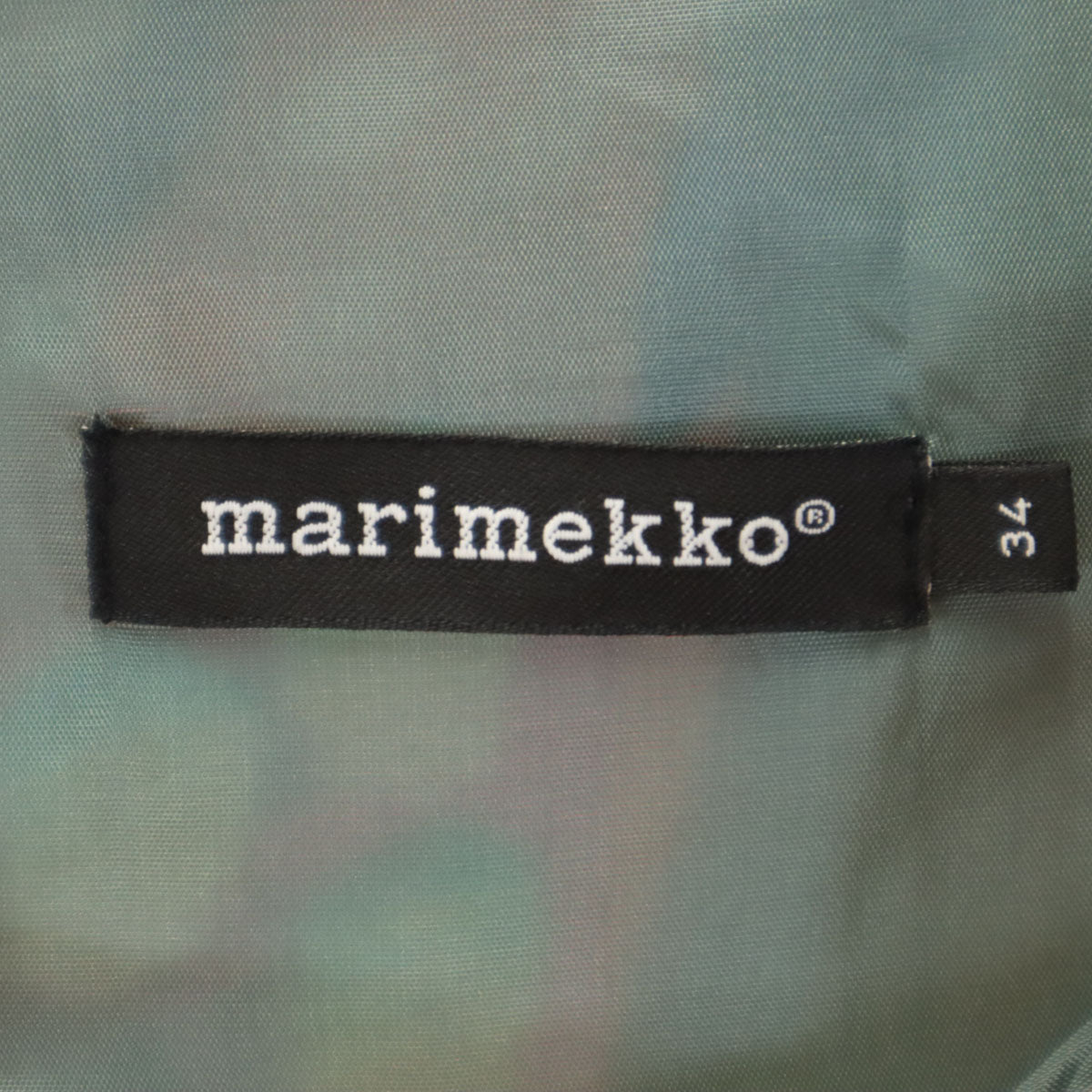 marimekko マリメッコ 総柄 ノースリーブ Vネック 膝丈ワンピース 34 バックファスナー レディース