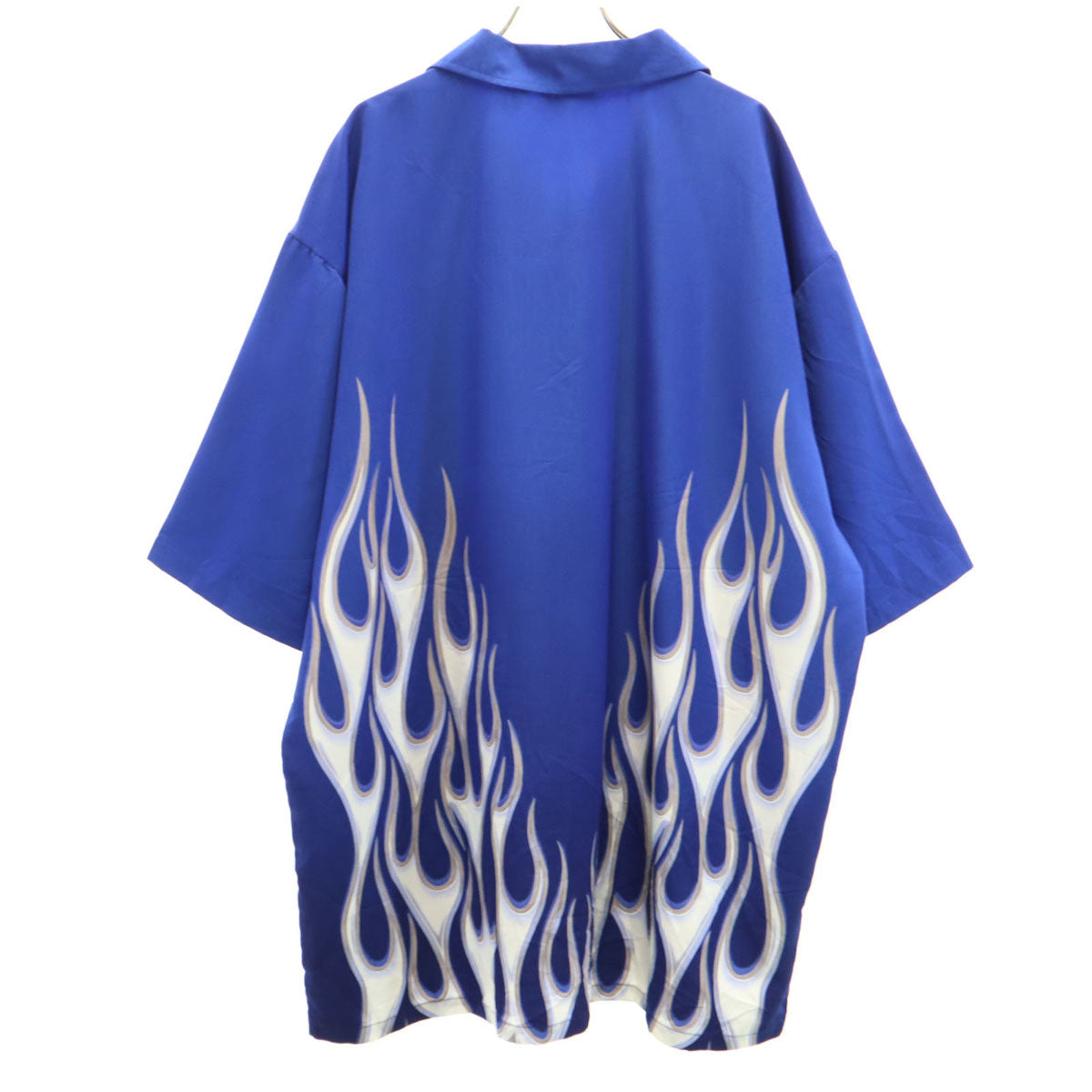 MT:2 ファイヤーパターン 半袖 オープンカラーシャツ XXXL ブルー ビッグサイズ メンズ