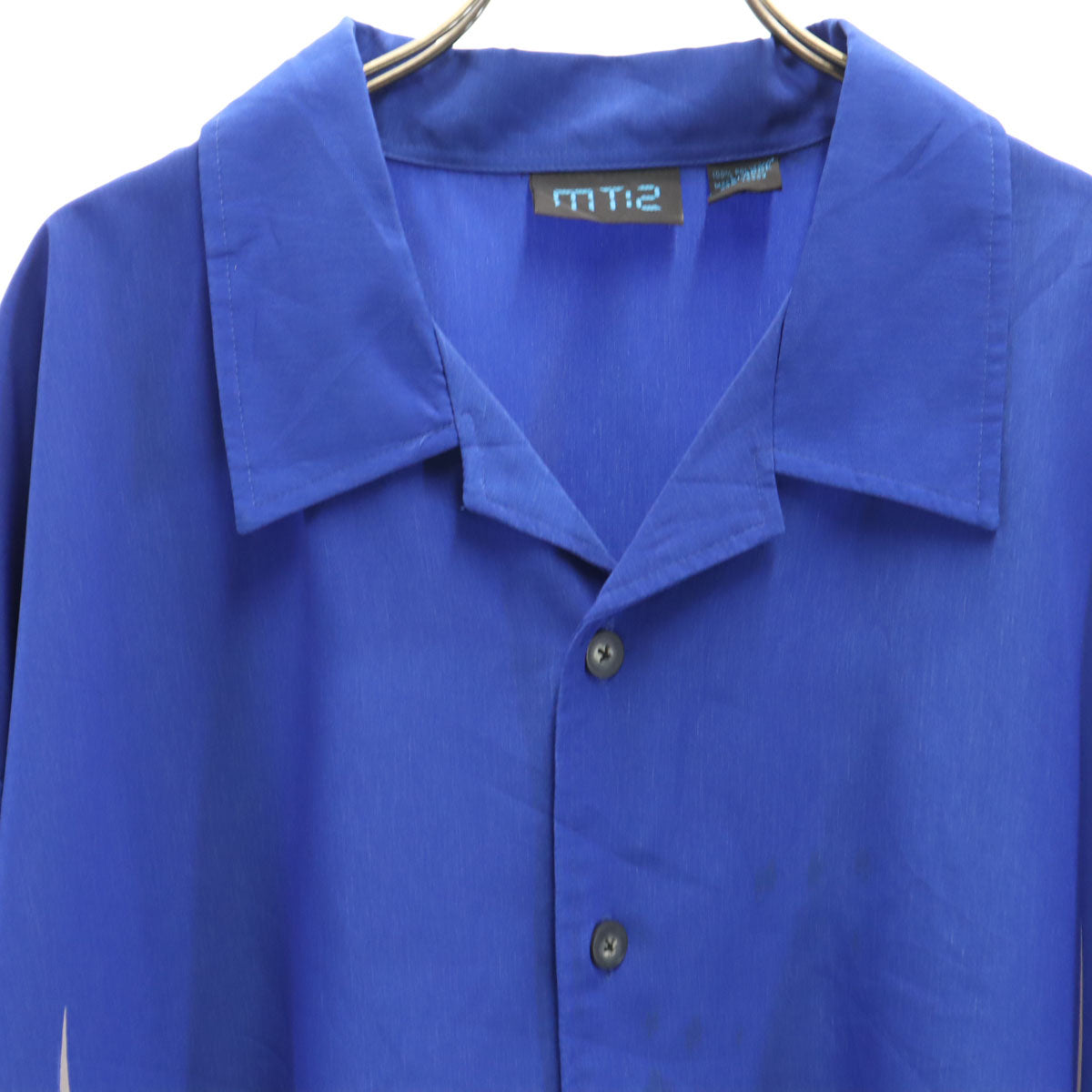 MT:2 ファイヤーパターン 半袖 オープンカラーシャツ XXXL ブルー ビッグサイズ メンズ
