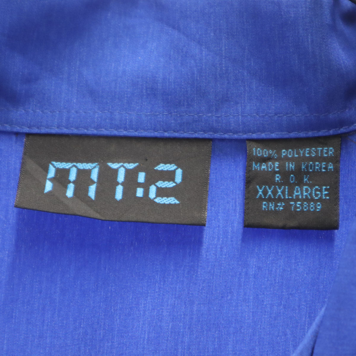 MT:2 ファイヤーパターン 半袖 オープンカラーシャツ XXXL ブルー ビッグサイズ メンズ