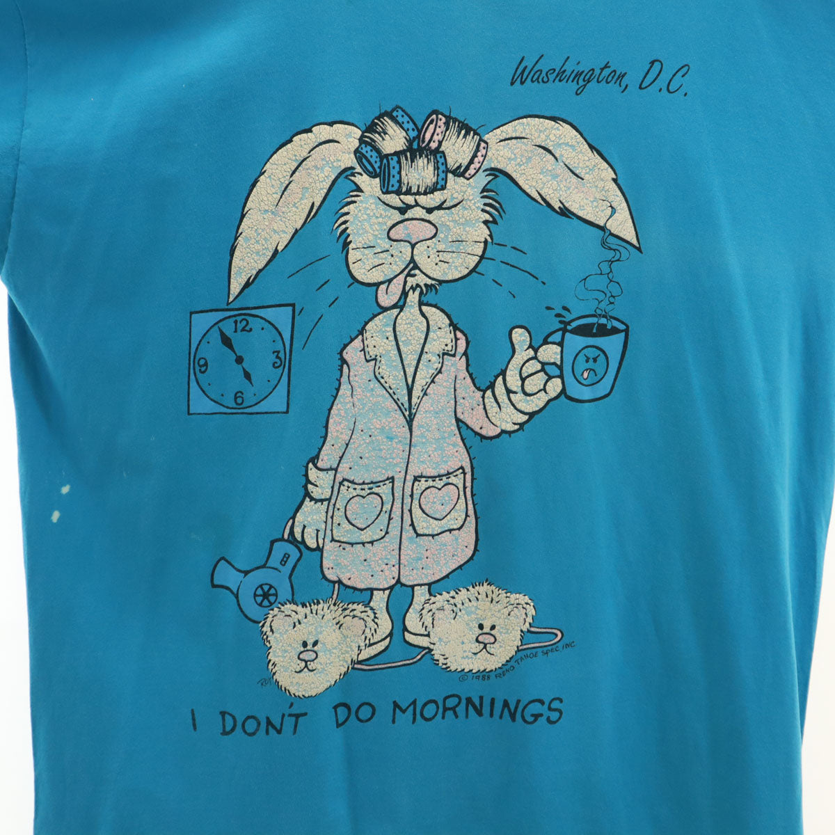 JERZEES ジャージーズ 90s USA製 オールド ラビット 半袖 ロングワンピース ONE SIZE 水色 うさぎ アニマル レディース