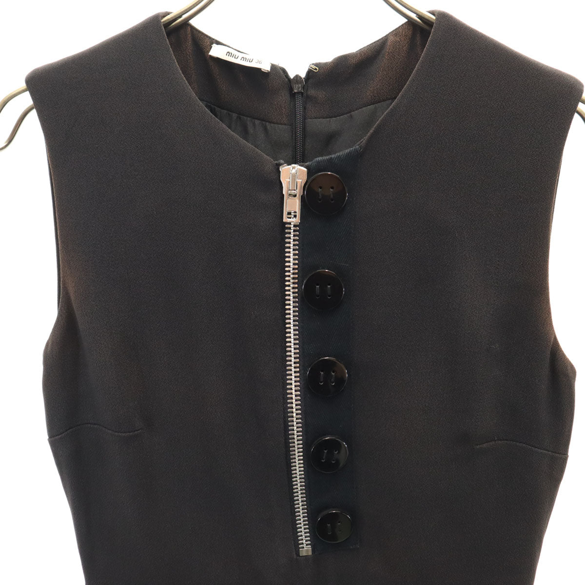 MIUMIU ミュウミュウ イタリア製 ノースリーブ ワンピース 36 黒 レディース