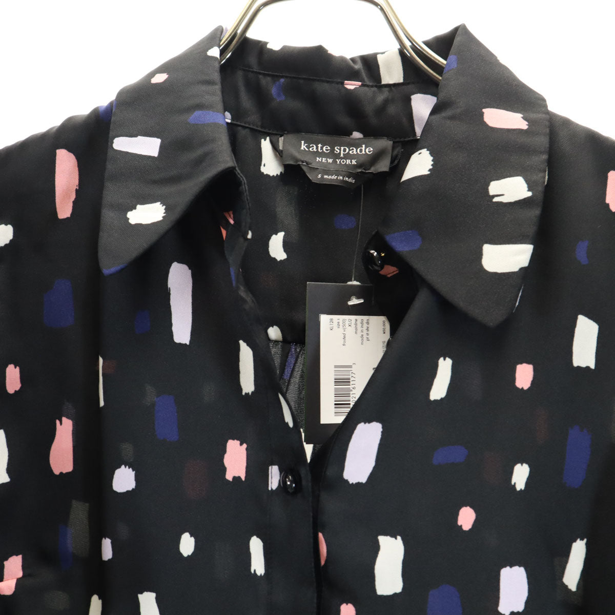 Kate Spade ケイトスペード 総柄 半袖 ワンピース S ブラック系 レディース