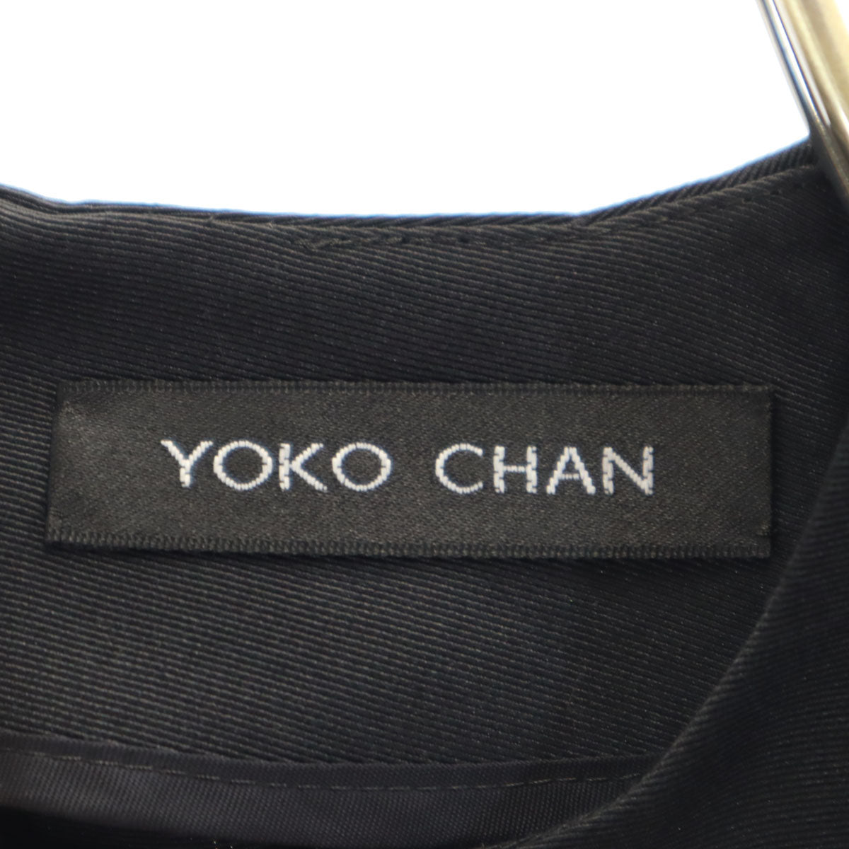 YOKO CHAN ヨーコチャン 日本製 半袖 膝丈ワンピース 36 ブラック系 バックファスナー レディース