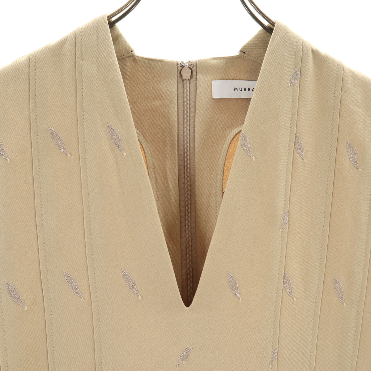 MURAL ミューラル 未使用 総柄 半袖 刺繍 ロングワンピース 1 ベージュ タグ付き レディース