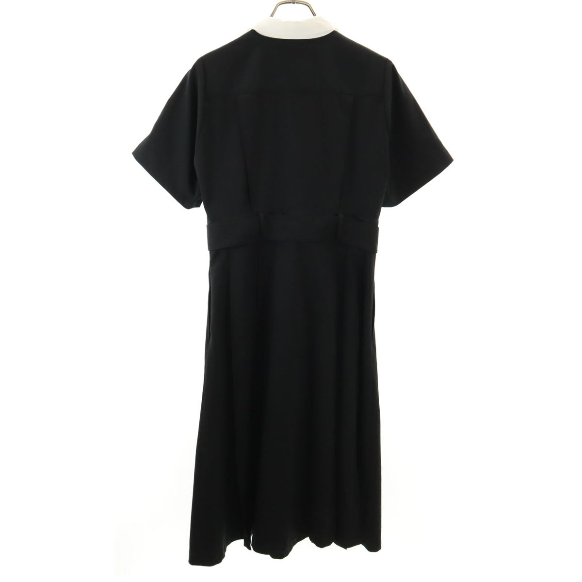 Re:poris レポリス 日本製 半袖 ハーフボタン ロングワンピース ブラック系 レディース