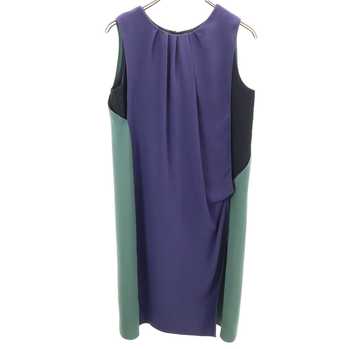 ARMANI COLLEZIONI アルマーニ コレツィオーニ ノースリーブ 膝丈ワンピース 40 ネイビー系 バックファスナー レディース