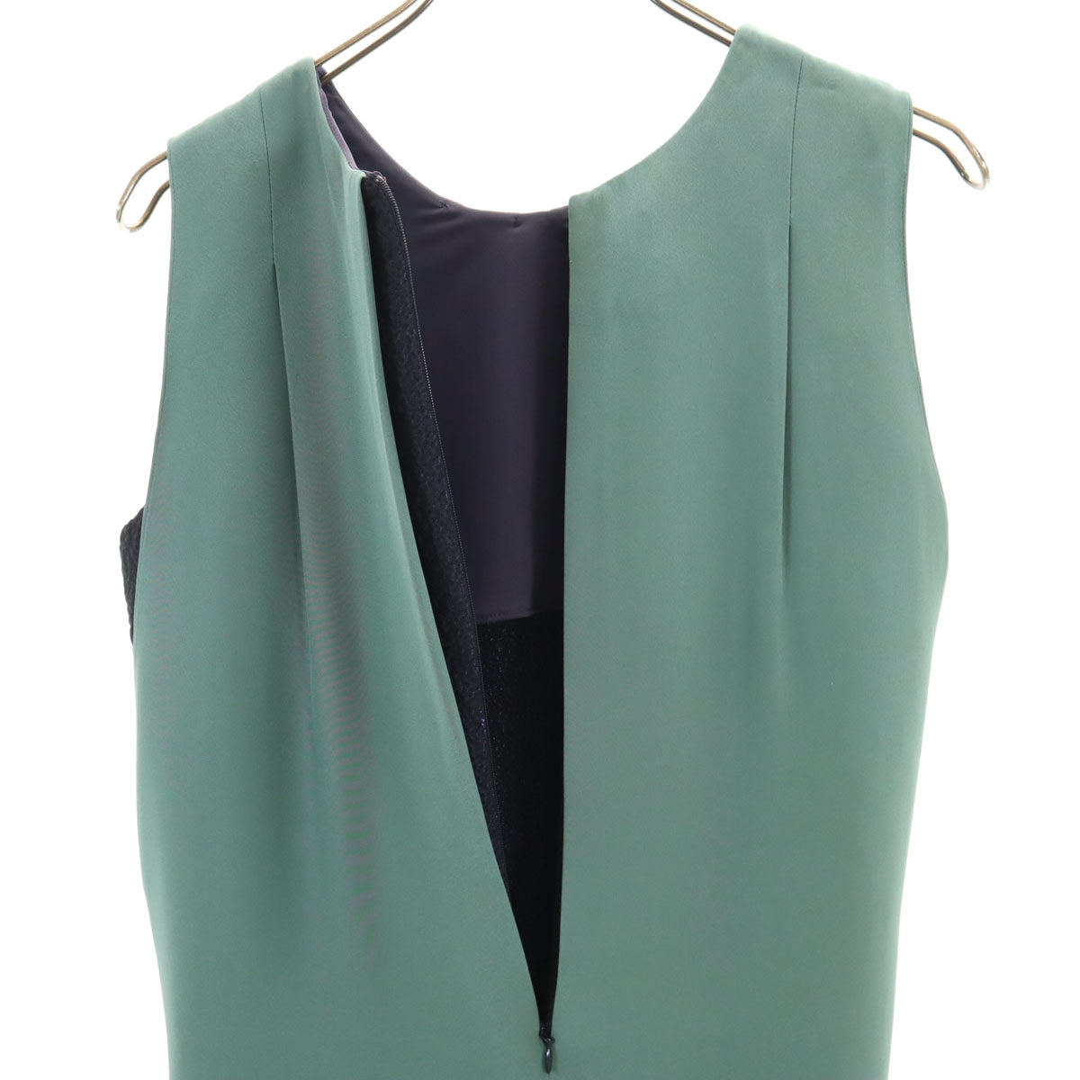 ARMANI COLLEZIONI アルマーニ コレツィオーニ ノースリーブ 膝丈ワンピース 40 ネイビー系 バックファスナー レディース