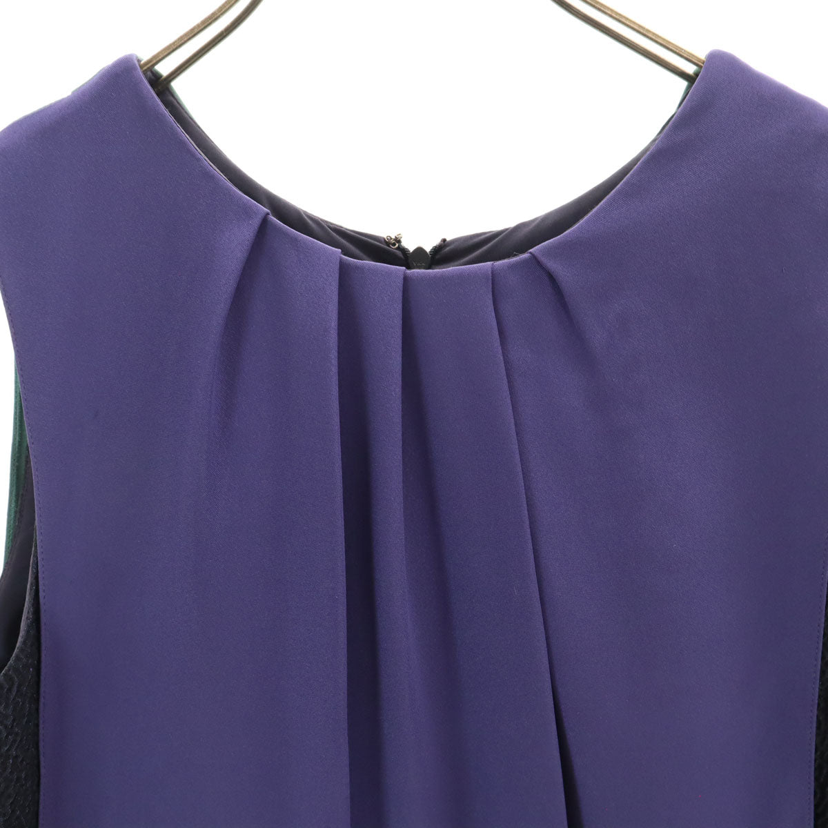 ARMANI COLLEZIONI アルマーニ コレツィオーニ ノースリーブ 膝丈ワンピース 40 ネイビー系 バックファスナー レディース