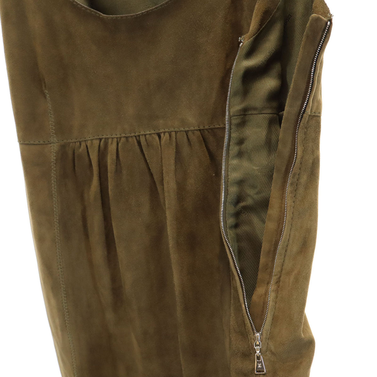 LOUIS VUITTON ルイヴィトン イタリア製 ノースリーブ 羊革スエード ミニワンピース 38 ブラウン レディース