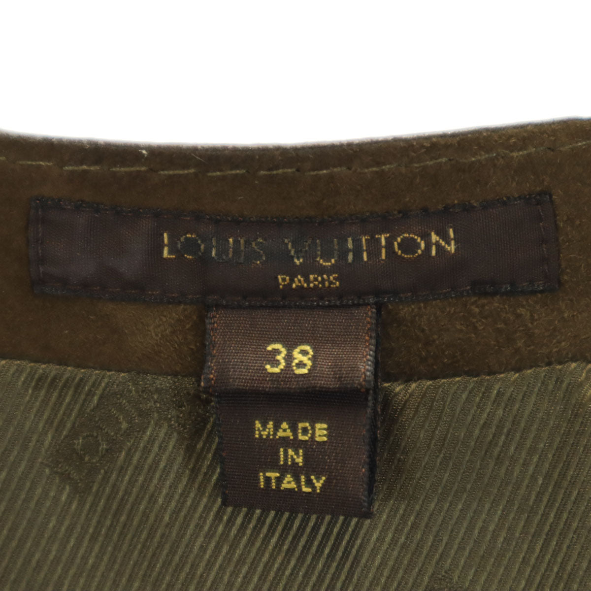 LOUIS VUITTON ルイヴィトン イタリア製 ノースリーブ 羊革スエード ミニワンピース 38 ブラウン レディース