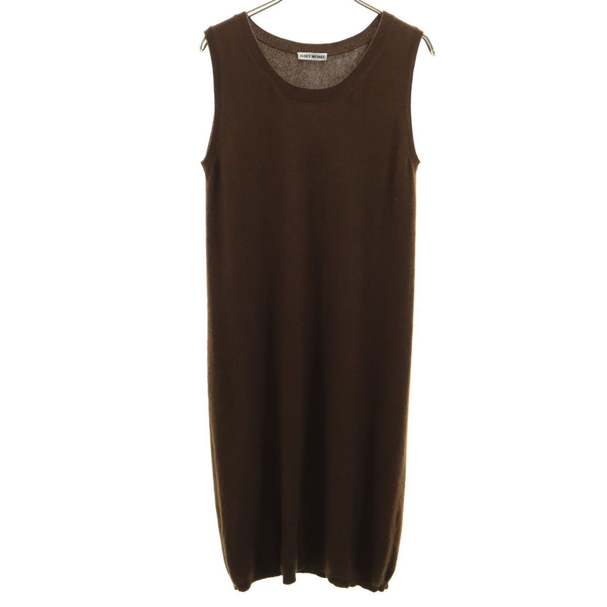 ISSEY MIYAKE イッセイミヤケ 90s シルクブレンド オールド ノースリーブ ニット ワンピース M ブラウン レディース