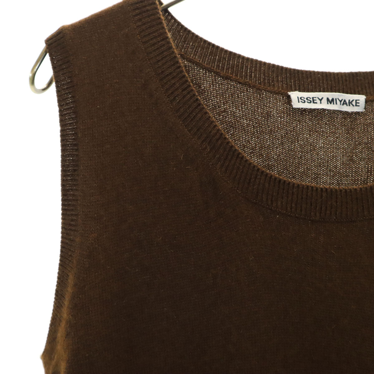 ISSEY MIYAKE イッセイミヤケ 90s シルクブレンド オールド ノースリーブ ニット ワンピース M ブラウン レディース