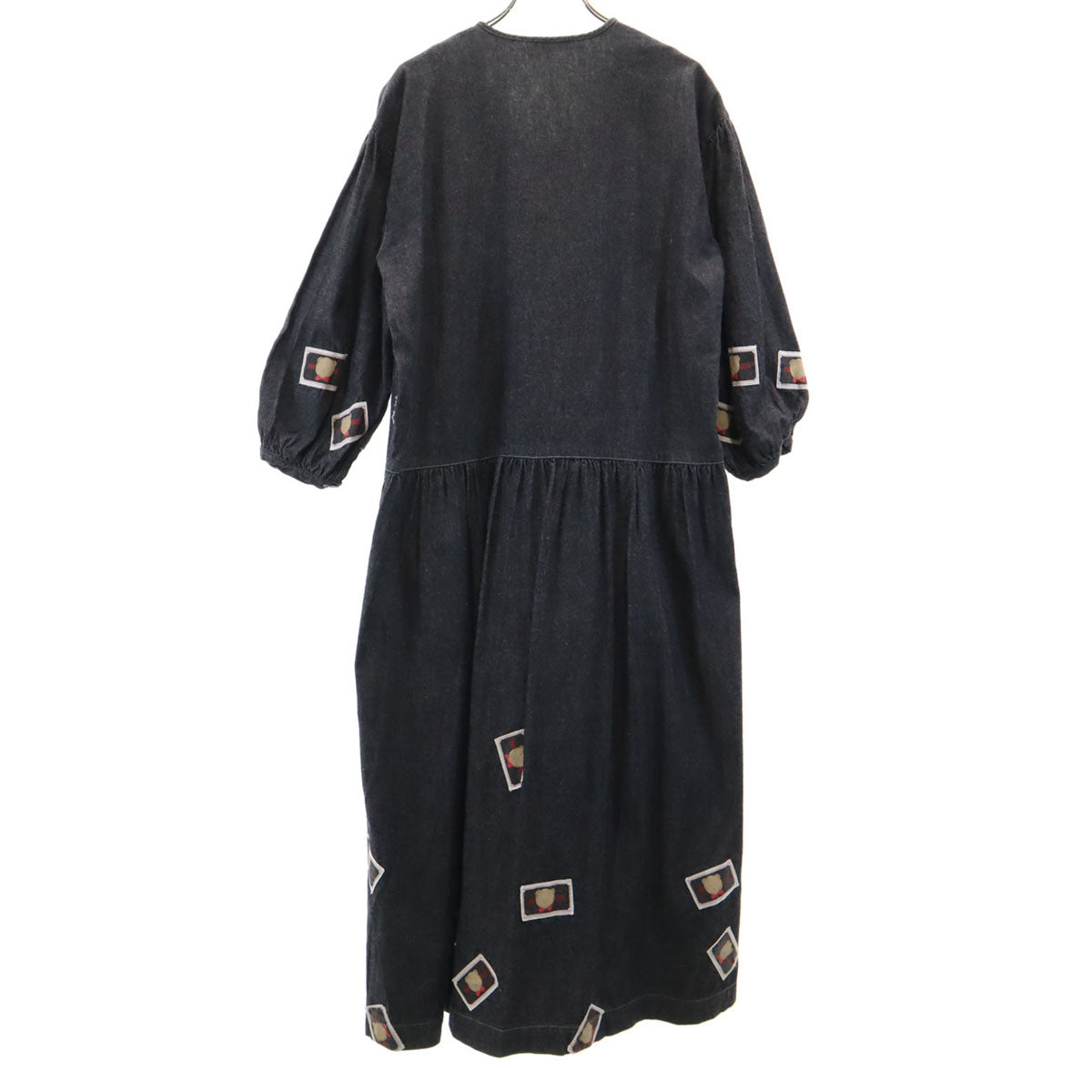 PINK HOUSE ピンクハウス 7分袖 ワッペン ロングワンピース グレー系 レディース