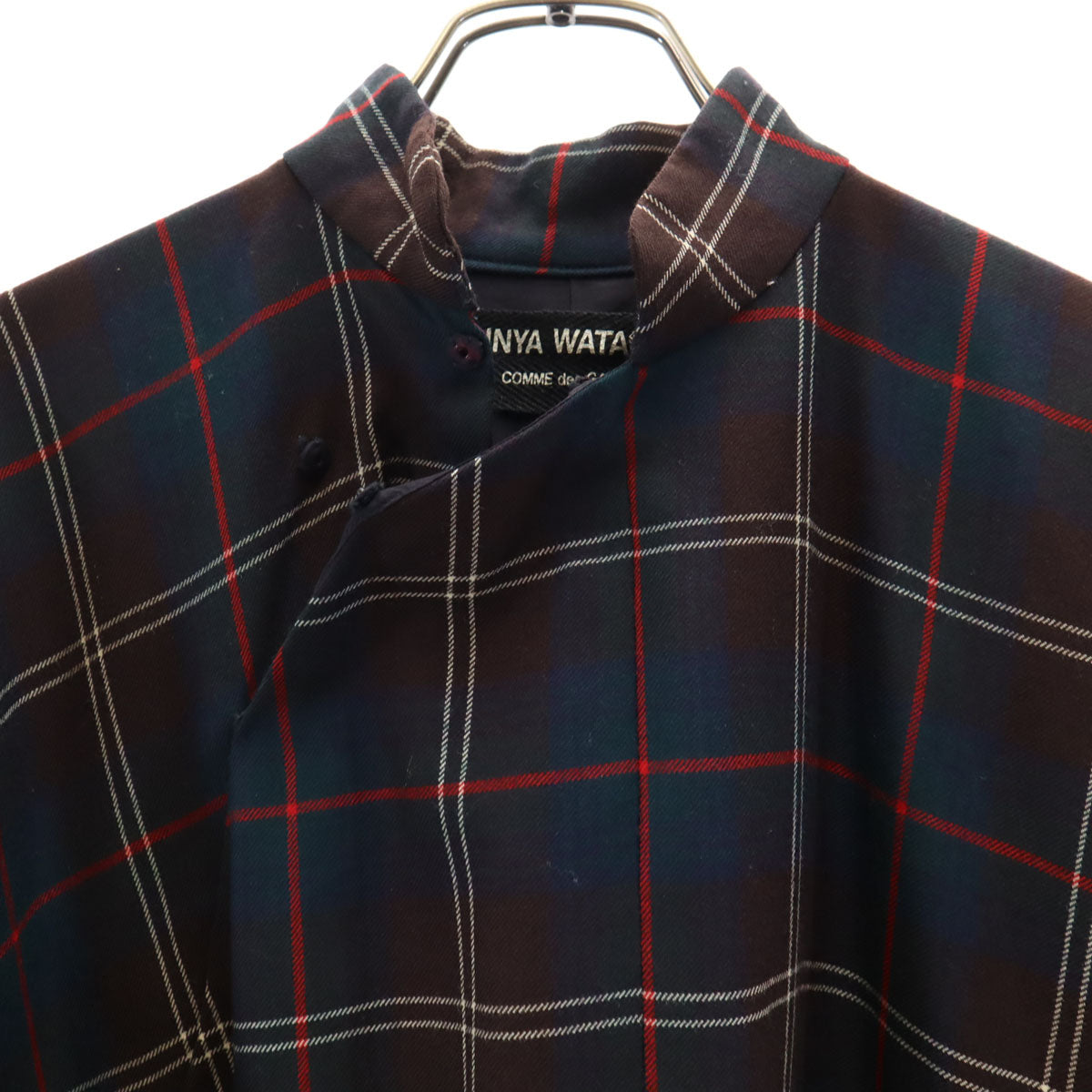 JUNYA WATANABE COMME des GARCONS ジュンヤワタナベコムデギャルソン オールド チェック柄 長袖 チャイナ ロングワンピース ブラウン系 レディース