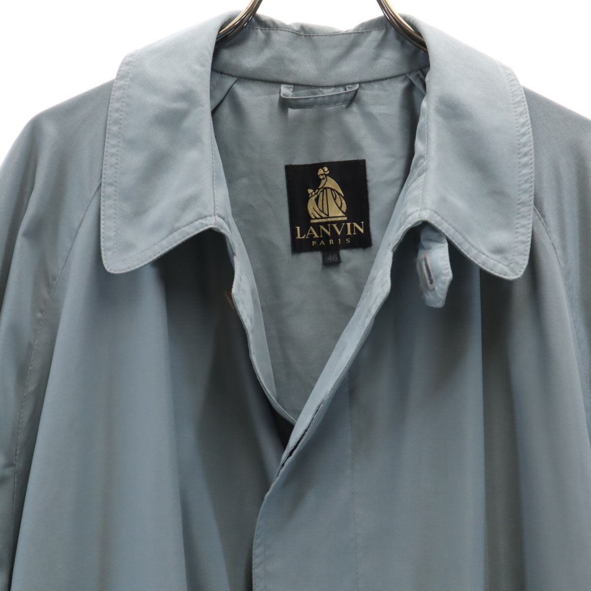 LANVIN ランバン 90s イタリア製 オールド ステンカラーコート 46 ブルーグレー メンズ