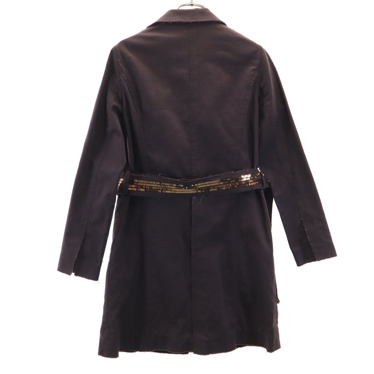 LANVIN en Bleu ランバンオンブルー 日本製 リネンブレンド コート 38 ブラウン系 レディース