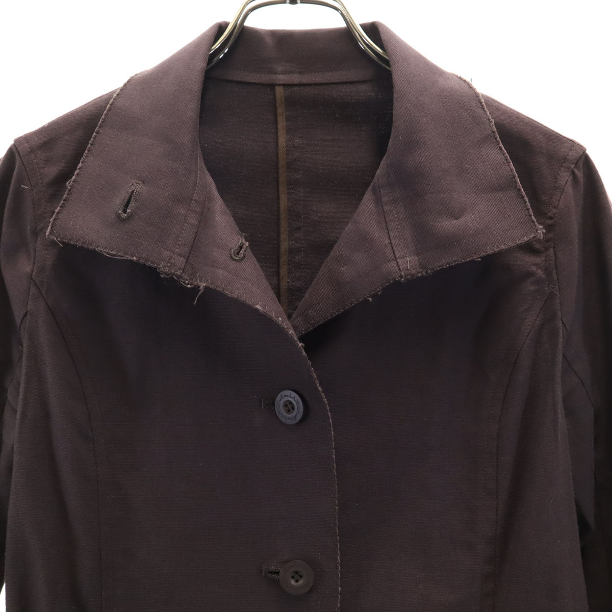 LANVIN en Bleu ランバンオンブルー 日本製 リネンブレンド コート 38 ブラウン系 レディース