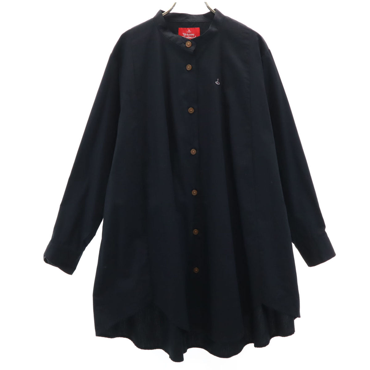 Vivienne Westwood RED LABEL ヴィヴィアンウエストウッドレッドレーベル 日本製 長袖 ノーカラー シャツ 0 0 黒 レディース