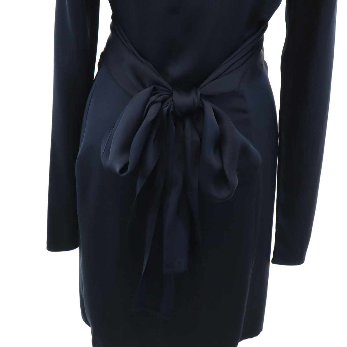 GUCCI グッチ イタリア製 シルク 長袖 ミニ シャツワンピース 38 黒 レディース