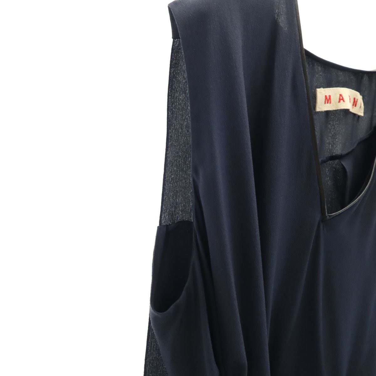 MARNI マルニ イタリア製 シルク ノースリーブ ワンピース 42 ネイビー レディース