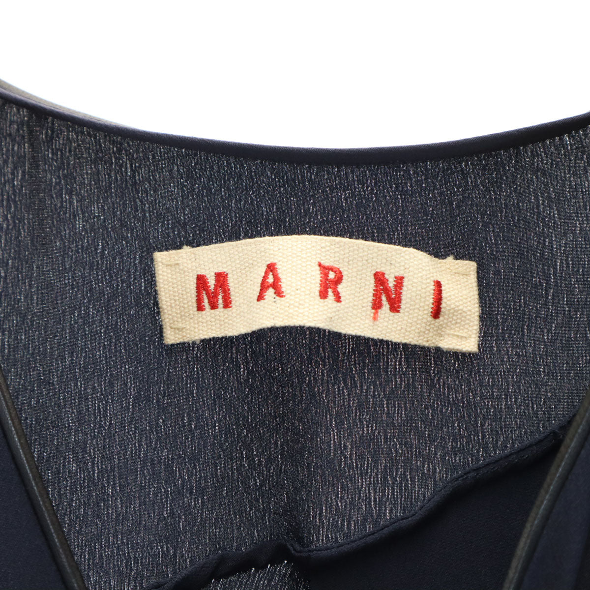 MARNI マルニ イタリア製 シルク ノースリーブ ワンピース 42 ネイビー レディース