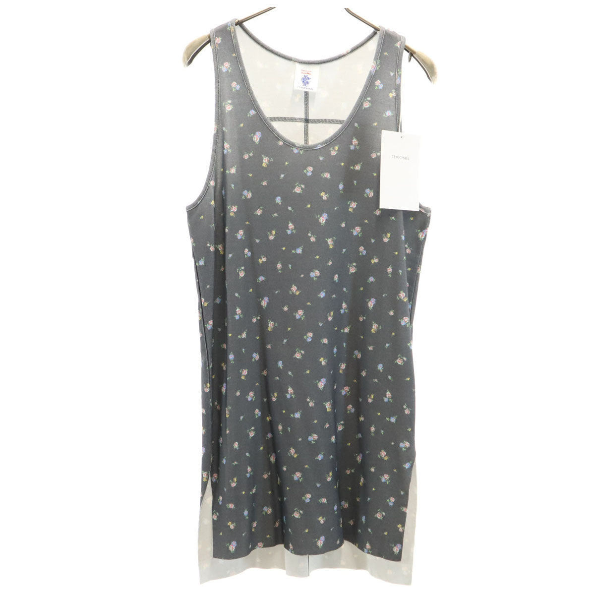 未使用 MICHAEL ミシェル 日本製 総柄 タンクトップ F グレー レディース