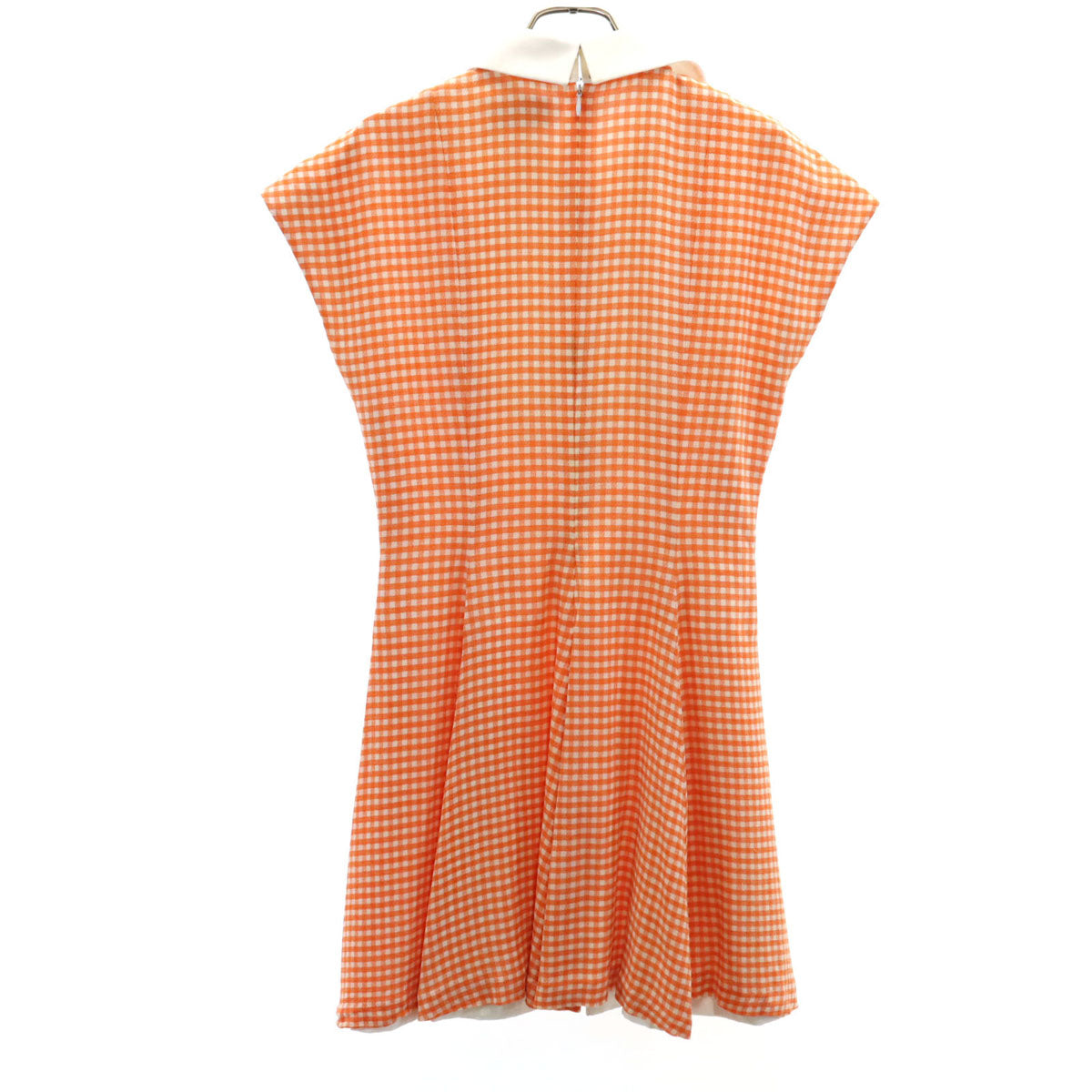 Mademoiselle Dior マドモアゼル ディオール 90s オールド ギンガムチェック柄 フレンチスリーブ ミニワンピース M オレンジ レディース