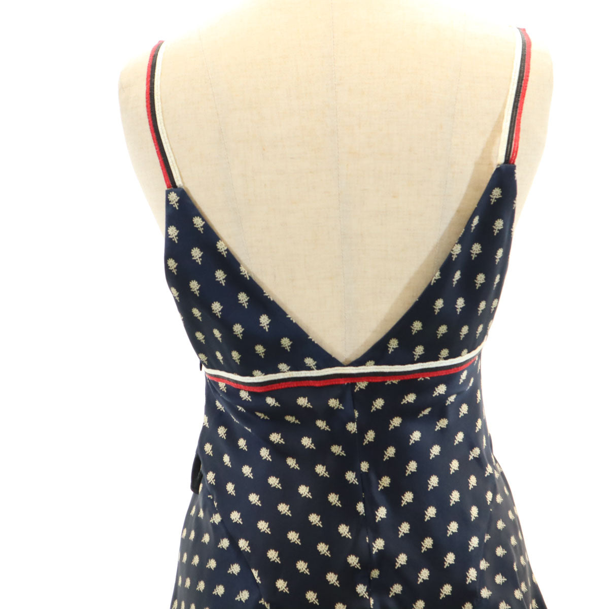 Emporio Armani エンポリオアルマーニ イタリア製 シルク 総柄 キャミワンピース 38 ネイビー レディース