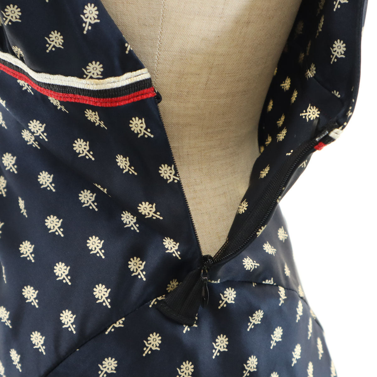 Emporio Armani エンポリオアルマーニ イタリア製 シルク 総柄 キャミワンピース 38 ネイビー レディース