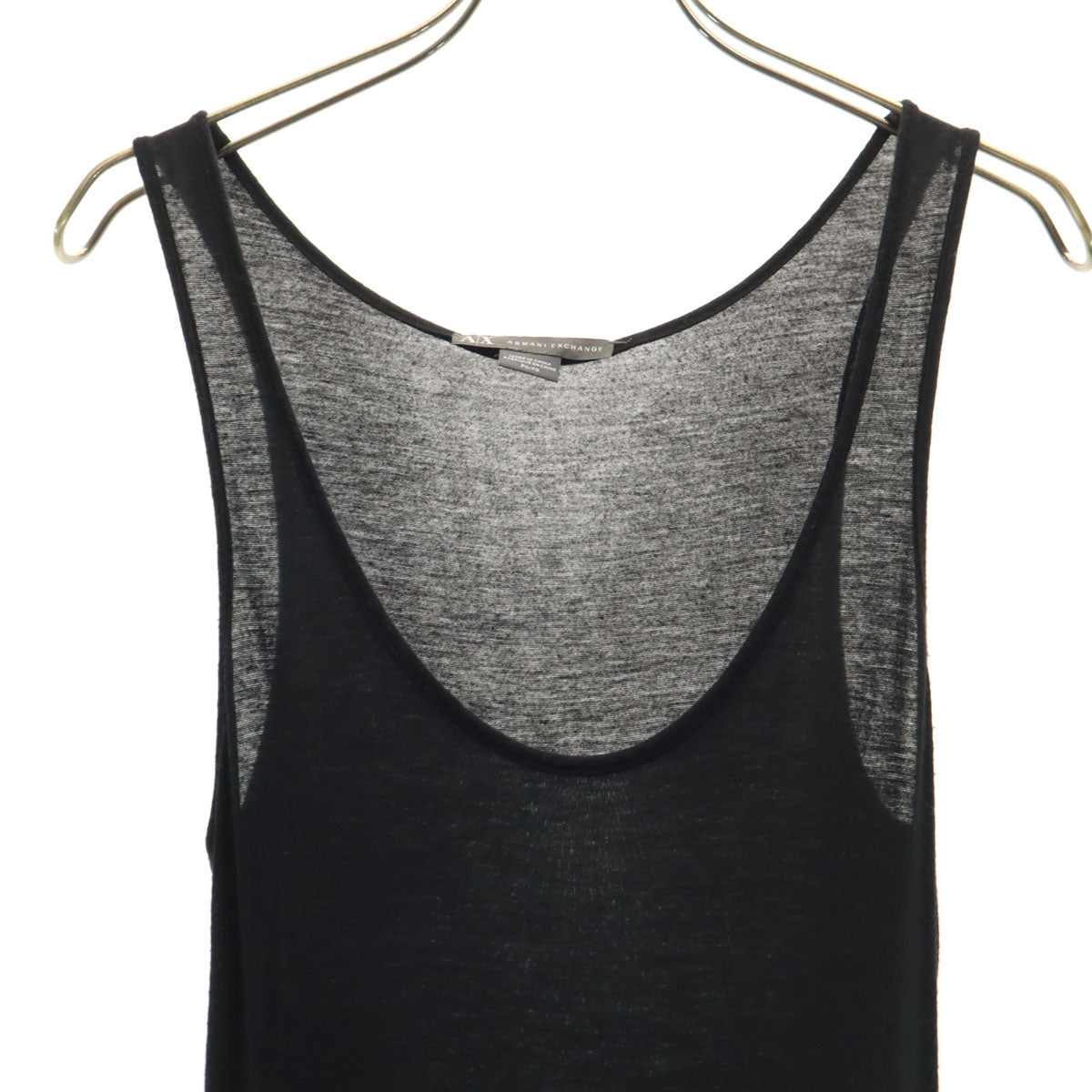 ARMANI EXCHANGE アルマーニエクスチェンジ ノースリーブ ウエスト切り替え ロングワンピース P0 黒系 レディース